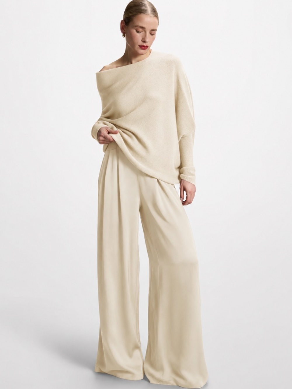 NWT JAKI Claudia Elastic Waist Satin Trousers Ivory XS - Picture 4 of 8